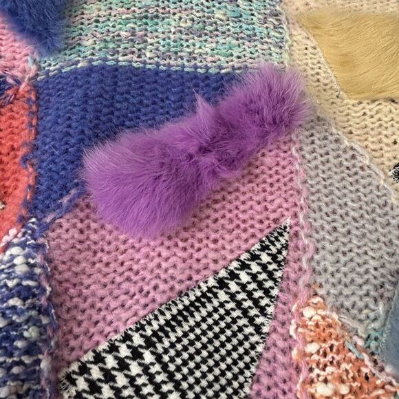 Made In USA MARIEA KIM Vintage 80s Sweater Mock Neck Artsy Wool Blend - Picture 3 of 8